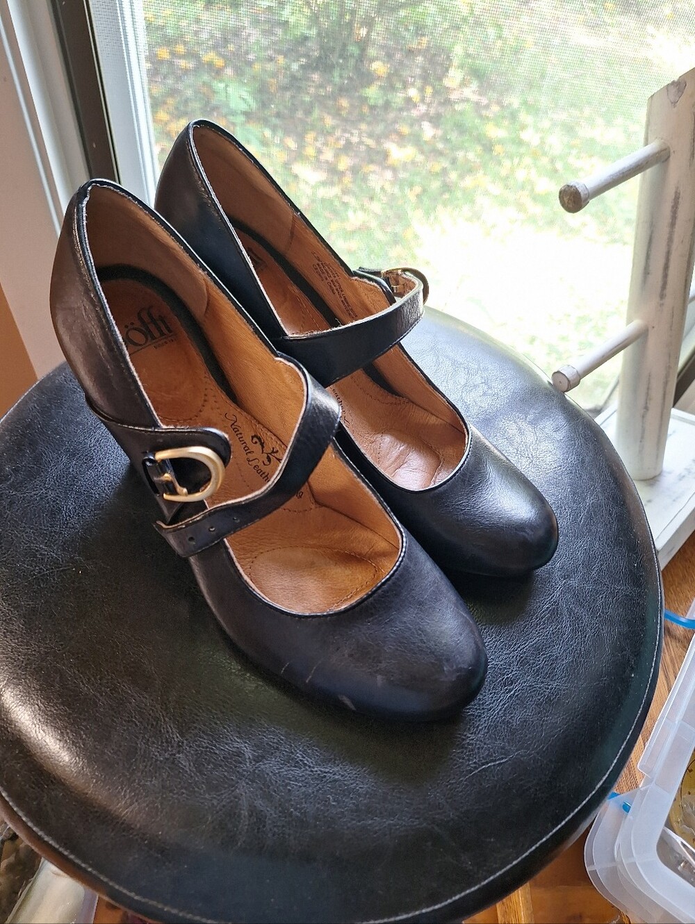 Sofft Miranda Ladies Mary Jane Pumps 8 1/2 M Black Leather Block Heel Comfy Shoe - Picture 7 of 7